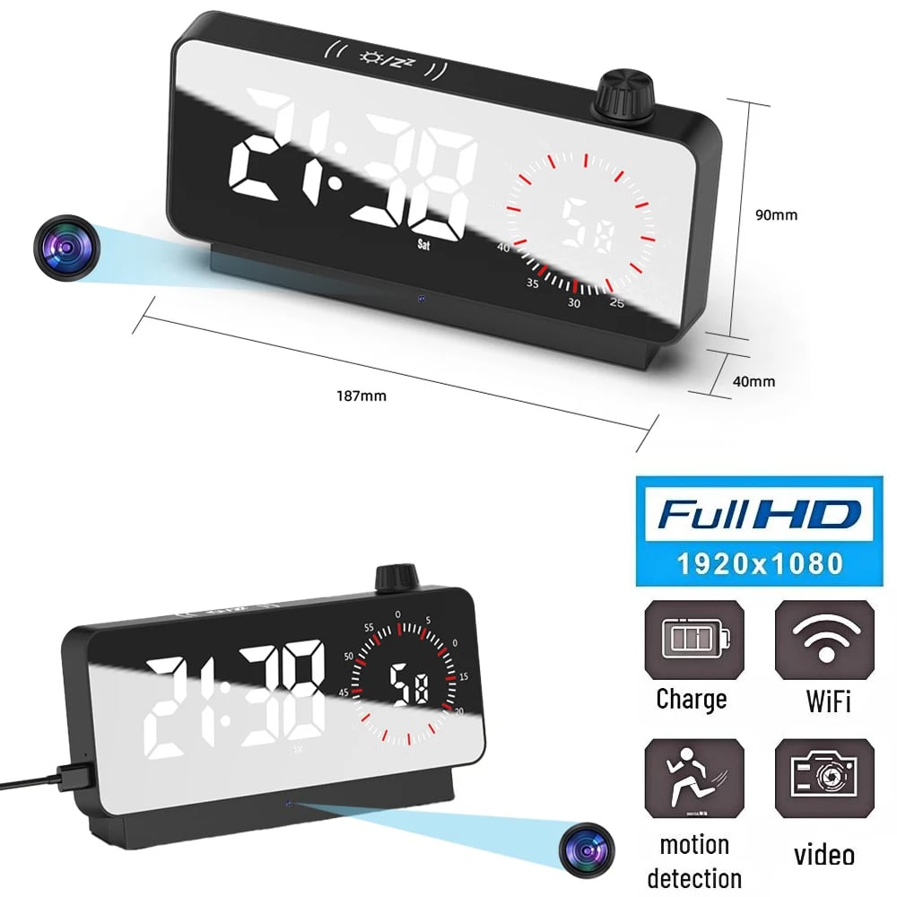 MSL 4K HD Wireless Mini Clock Camera - Hidden Spy Camera with Motion Detection & Night Vision