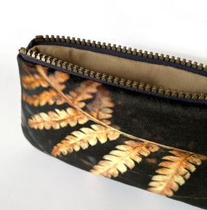 Image of Golden fern frond, velvet zipper purse