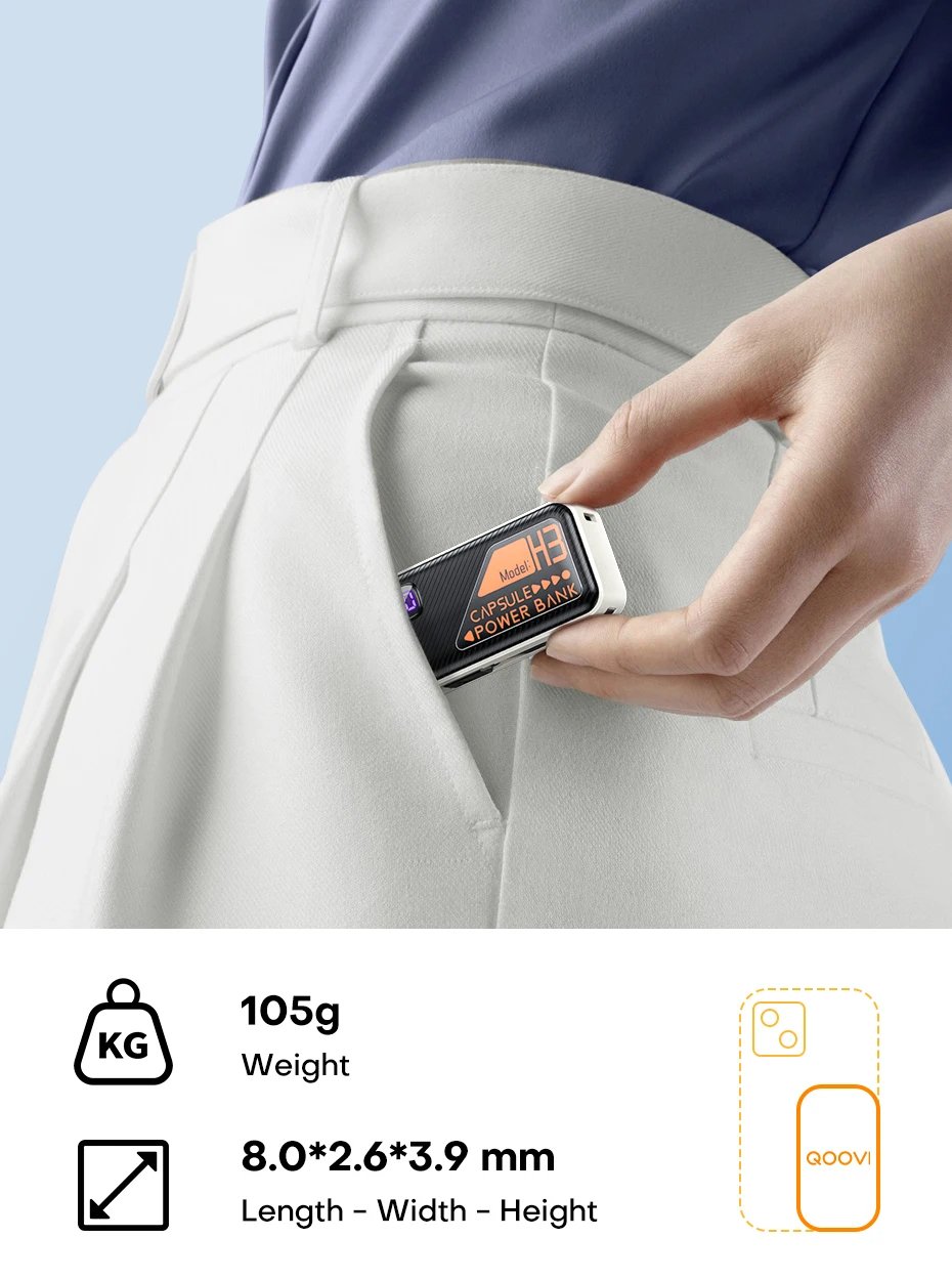 MSL 5000mAh Mini Power Bank - Built-in Cable, 20W Fast Charging, Ultra-Compact Charger