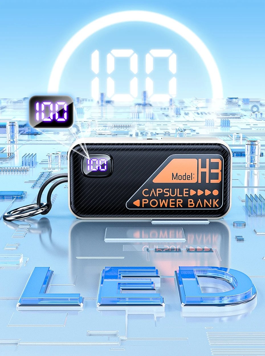 MSL 5000mAh Mini Power Bank - Built-in Cable, 20W Fast Charging, Ultra-Compact Charger
