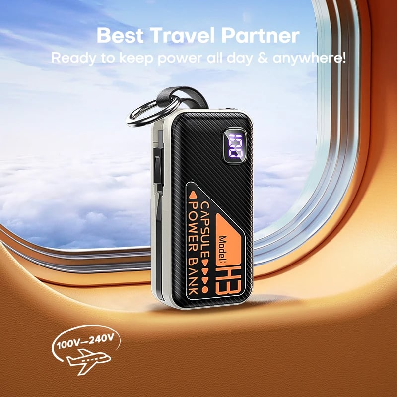 MSL 5000mAh Mini Power Bank - Built-in Cable, 20W Fast Charging, Ultra-Compact Charger