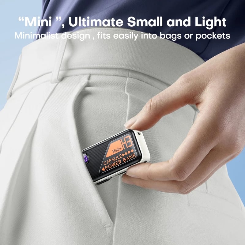 MSL 5000mAh Mini Power Bank - Built-in Cable, 20W Fast Charging, Ultra-Compact Charger