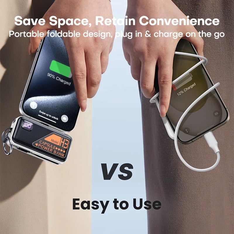 MSL 5000mAh Mini Power Bank - Built-in Cable, 20W Fast Charging, Ultra-Compact Charger