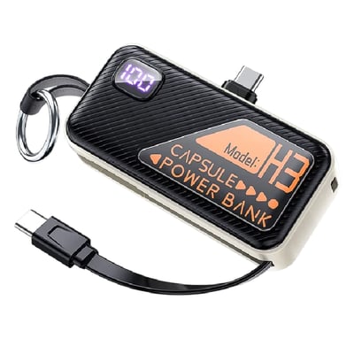 MSL 5000mAh Mini Power Bank - Built-in Cable, 20W Fast Charging, Ultra-Compact Charger