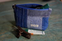 Image 2 of Blue Tone Patchwork Fabric Makeup Bag, Cosmetic Bag, Zipper Pouch