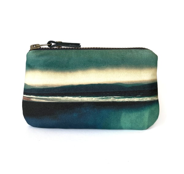 Image of Seascape, printed velvet zipper bag