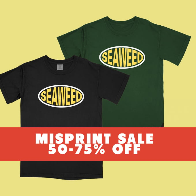 Image of MISPRINT(flawed) Seaweed Logo T-Shirt on Comfort Colors 1717 (50-75 OFF), Screen printed 100% cotton