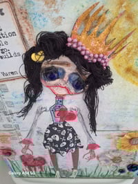 Image 4 of Handmade Doll abstract Collage with mix media. Original hand painted. Haunted doll. Gothic doll. 