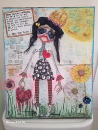 Image 1 of Handmade Doll abstract Collage with mix media. Original hand painted. Haunted doll. Gothic doll. 