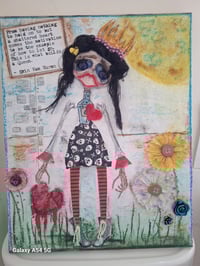 Image 2 of Handmade Doll abstract Collage with mix media. Original hand painted. Haunted doll. Gothic doll. 