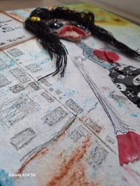 Image 9 of Handmade Doll abstract Collage with mix media. Original hand painted. Haunted doll. Gothic doll. 