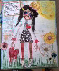 Image 13 of Handmade Doll abstract Collage with mix media. Original hand painted. Haunted doll. Gothic doll. 