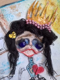 Image 6 of Handmade Doll abstract Collage with mix media. Original hand painted. Haunted doll. Gothic doll. 