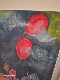 Image 4 of Chasing Balloons motivational art doll mixed media ooak canvas. Gothic, haunted art doll handmade.