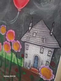 Image 5 of Chasing Balloons motivational art doll mixed media ooak canvas. Gothic, haunted art doll handmade.