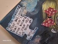 Image 9 of Chasing Balloons motivational art doll mixed media ooak canvas. Gothic, haunted art doll handmade.