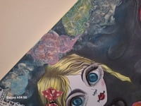 Image 10 of Chasing Balloons motivational art doll mixed media ooak canvas. Gothic, haunted art doll handmade.