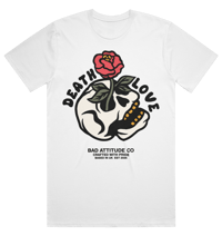 Image 1 of 'DEATH & LOVE' T-SHIRT (WHITE)