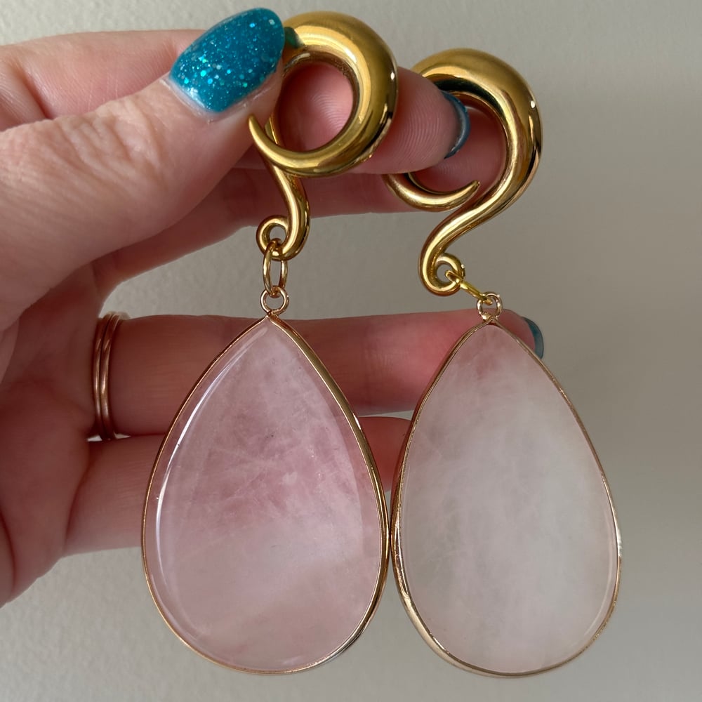 Image of 0g Rose Quartz Dangles 