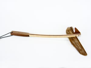 Image of Handcrafted Mini Wooden Backscratcher made of Tiger Maple and accented with Walnut, Unique Gift