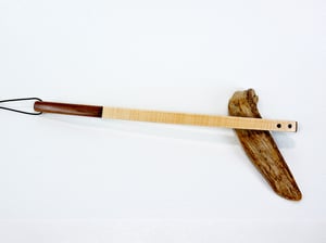 Image of Handcrafted Mini Wooden Backscratcher made of Tiger Maple and accented with Walnut, Unique Gift