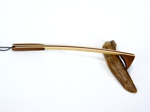 Image of Handcrafted Mini Wooden Backscratcher made of Tiger Maple and accented with Walnut, Unique Gift
