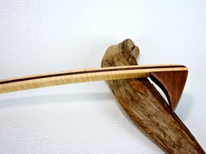Image of Handcrafted Mini Wooden Backscratcher made of Tiger Maple and accented with Walnut, Unique Gift