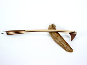 Image of Handcrafted Mini Wooden Backscratcher made of Tiger Maple and accented with Walnut, Unique Gift