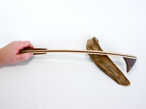 Image of Handcrafted Mini Wooden Backscratcher made of Tiger Maple and accented with Walnut, Unique Gift
