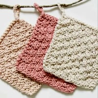 Image 1 of Hand-Knitted Spring Washcloth Set – Eco-Friendly & Soft Recycled Cotton