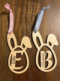 Image 2 of Personalized  Bunny Ears Easter Egg Basket Tag