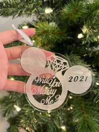 Image 3 of Mickey Inspired Engagement Christmas Tree Ornament