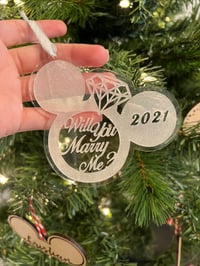Image 7 of Mickey Inspired Engagement Christmas Tree Ornament