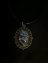 Image 3 of spider web heart necklace