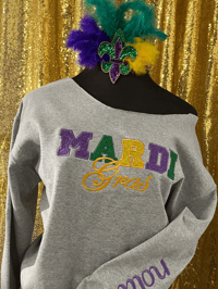 Mardi Gras Glitter Embroidery Sweatshirt