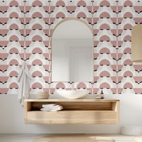 Image 1 of Deco Blush Waves Wallpaper