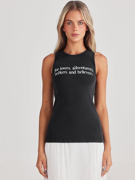 Image of Lovers Ribbed Tank. Black. By Talisman the Label.