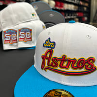 Image 1 of New Era 59Fifty White Sunwash Blue