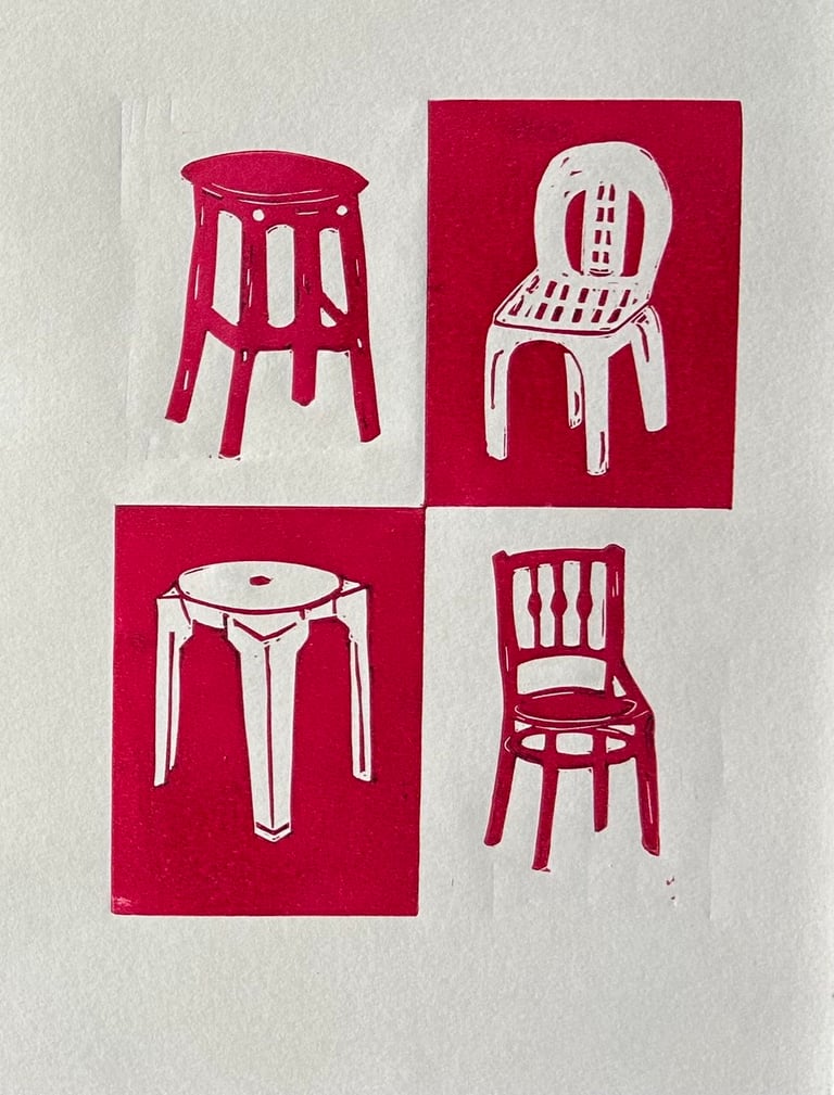 Chairs (Handmade relief print) Image 2