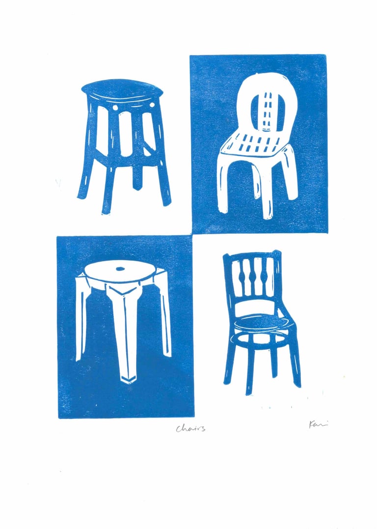 Chairs (Handmade relief print)