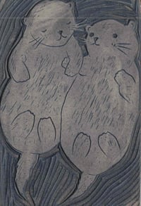 Image 2 of My Otter Half (Handmade relief print)