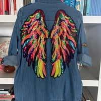 Image 1 of The Rainbow Wing Denim Shirt Jacket 