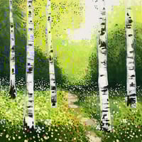 Image 1 of Step by Step painting class Bishopbriggs - Birch Trees - Saturday 26th April 2025