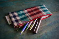 Image 2 of Tartan Fabric Slim Pencil Case Zipper Pen Pouch Zipper Glasses Case