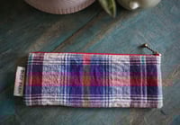 Image 3 of Tartan Fabric Slim Pencil Case Zipper Pen Pouch Zipper Glasses Case