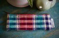 Image 1 of Tartan Fabric Slim Pencil Case Zipper Pen Pouch Zipper Glasses Case