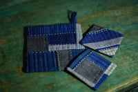 Image 1 of Indigo Patchwork Fabric Coaster and Pot Holder Set