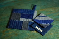 Image 2 of Indigo Patchwork Fabric Coaster and Pot Holder Set