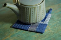 Image 4 of Indigo Patchwork Fabric Coaster and Pot Holder Set