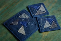 Image 1 of Triangle Stitches  Fabric Coasters and Pot Holder Set